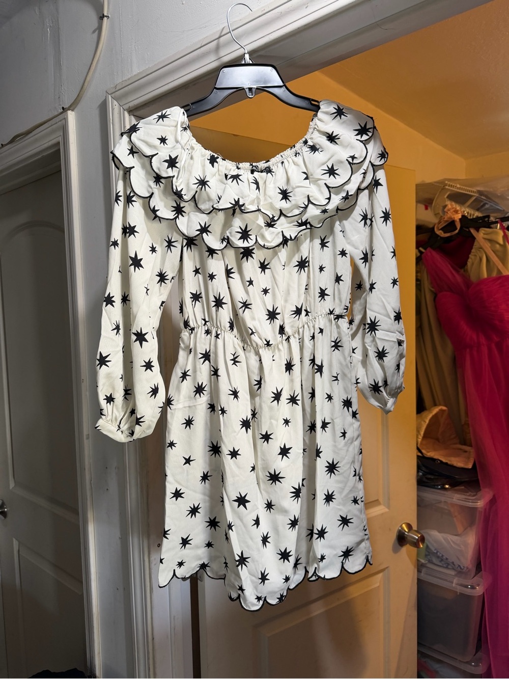 Topshop White Ruffle Star-Print Dress - Picture 3 of 4